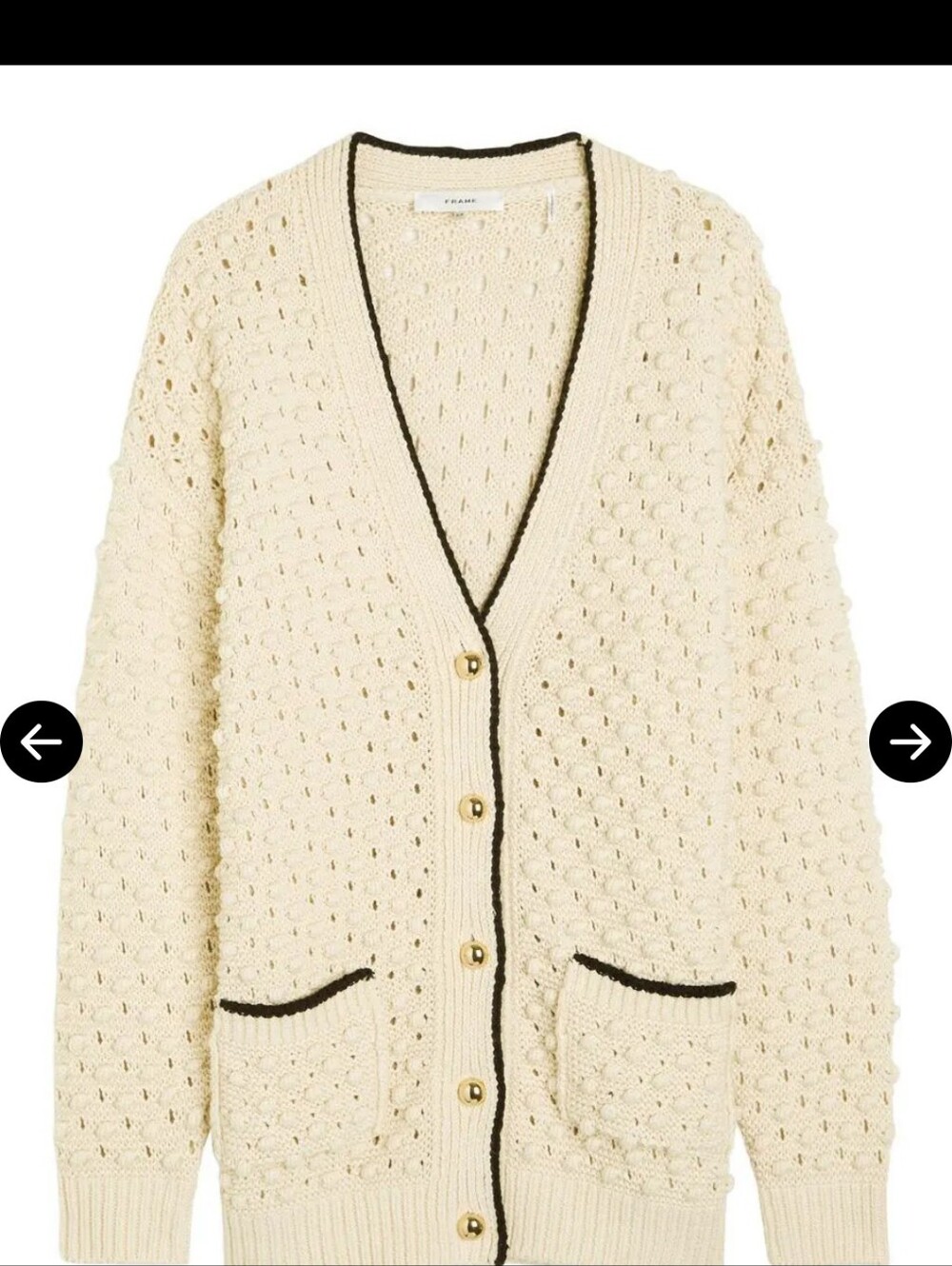 FRAME The Bauble Cardigan Cream NWT Size L